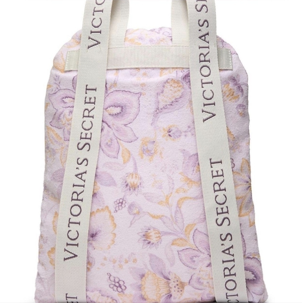 Victoria's Secret Purple and Cream Backpack Beach Towel with Elegant Design